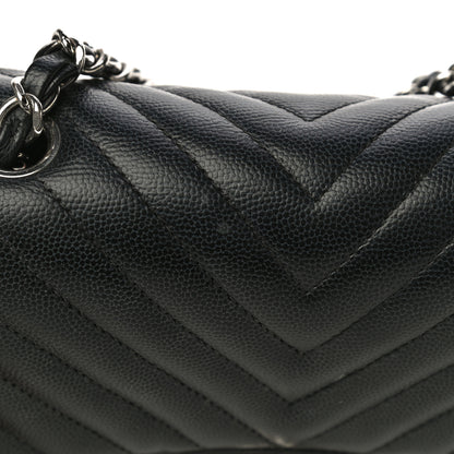 Chanel Caviar Chevron Quilted Mini Square Flap Black 14 of 17