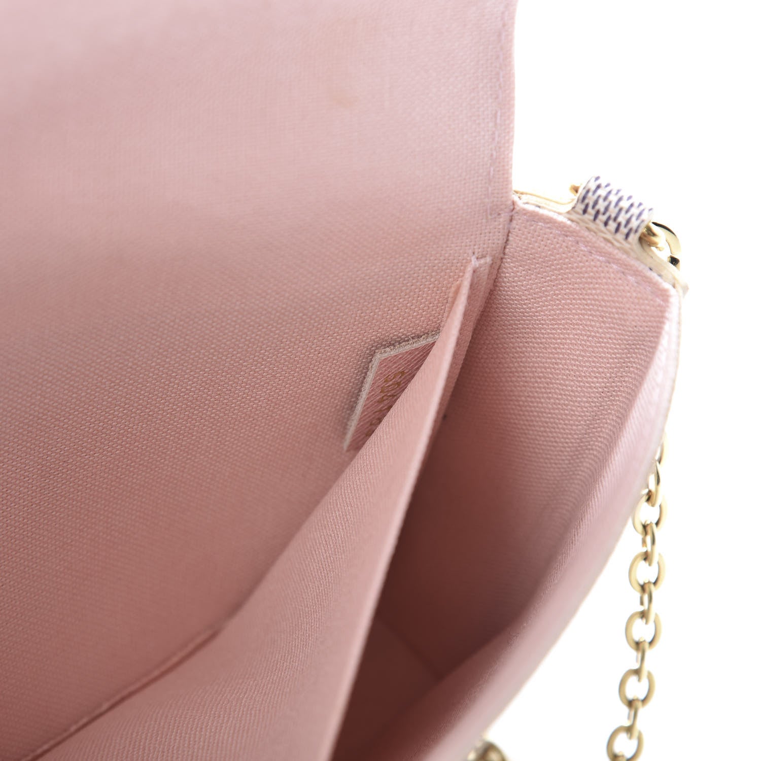 Louis Vuitton Damier Azur Pochette Felicie Chain Wallet Rose Ballerine 10 of 14