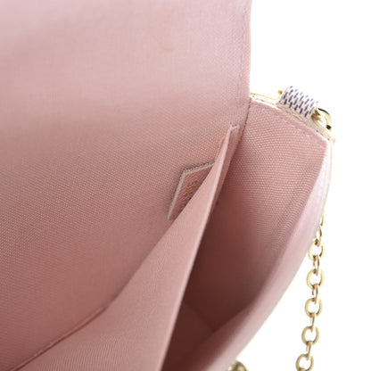 Louis Vuitton Damier Azur Pochette Felicie Chain Wallet Rose Ballerine 10 of 14