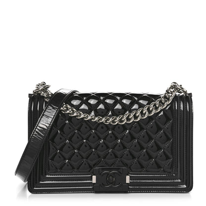 Chanel Patent Calfskin Quilted Medium Plexiglass Boy Flap Black 1 of 11