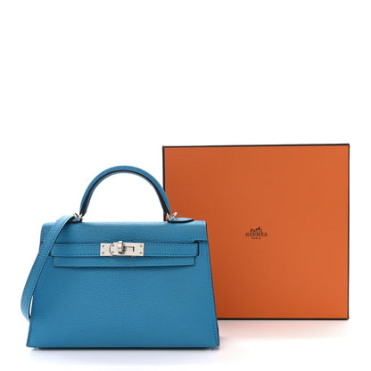 Hermes Chevre Mysore Mini Kelly Sellier 20 Bleu Frida 11 of 11