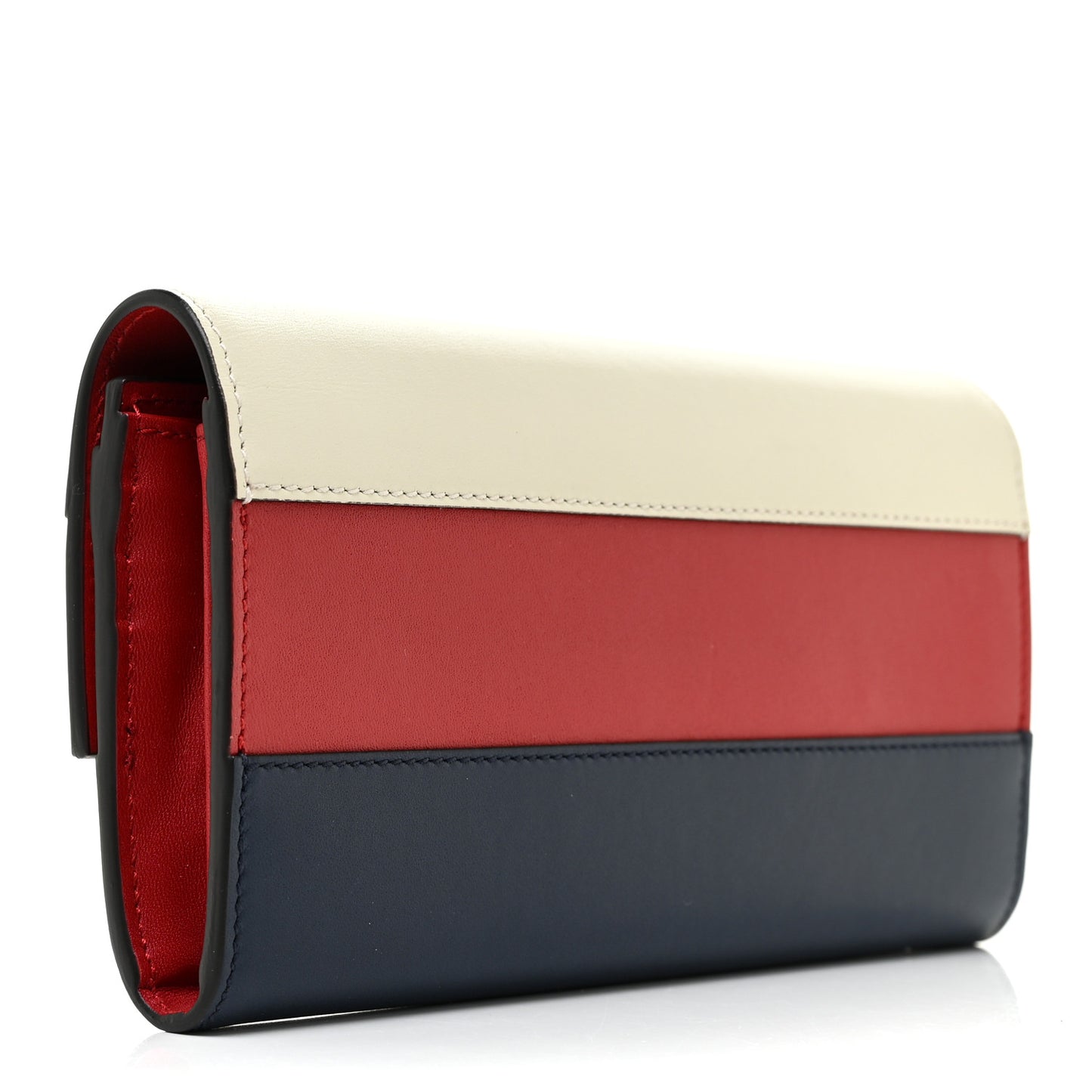 Calfskin Queen Margaret Flap Wallet Blue Agata Hibiscus Red Mystic White