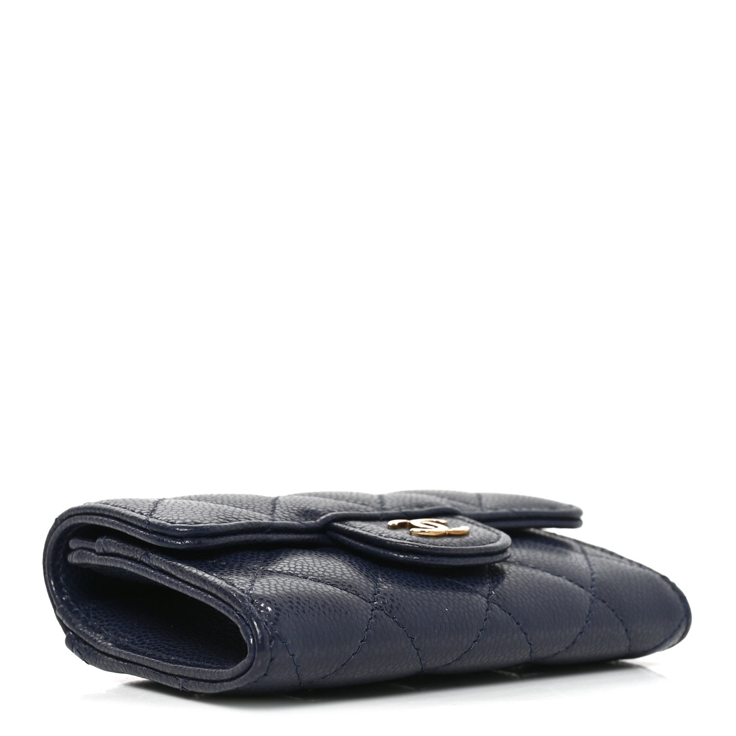 Chanel Caviar Quilted Flap Card Holder Wallet Navy Blue 4 of 9