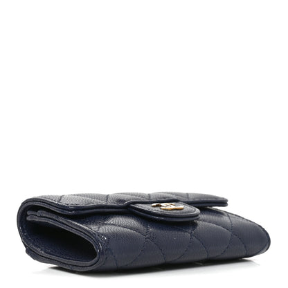 Chanel Caviar Quilted Flap Card Holder Wallet Navy Blue 4 of 9