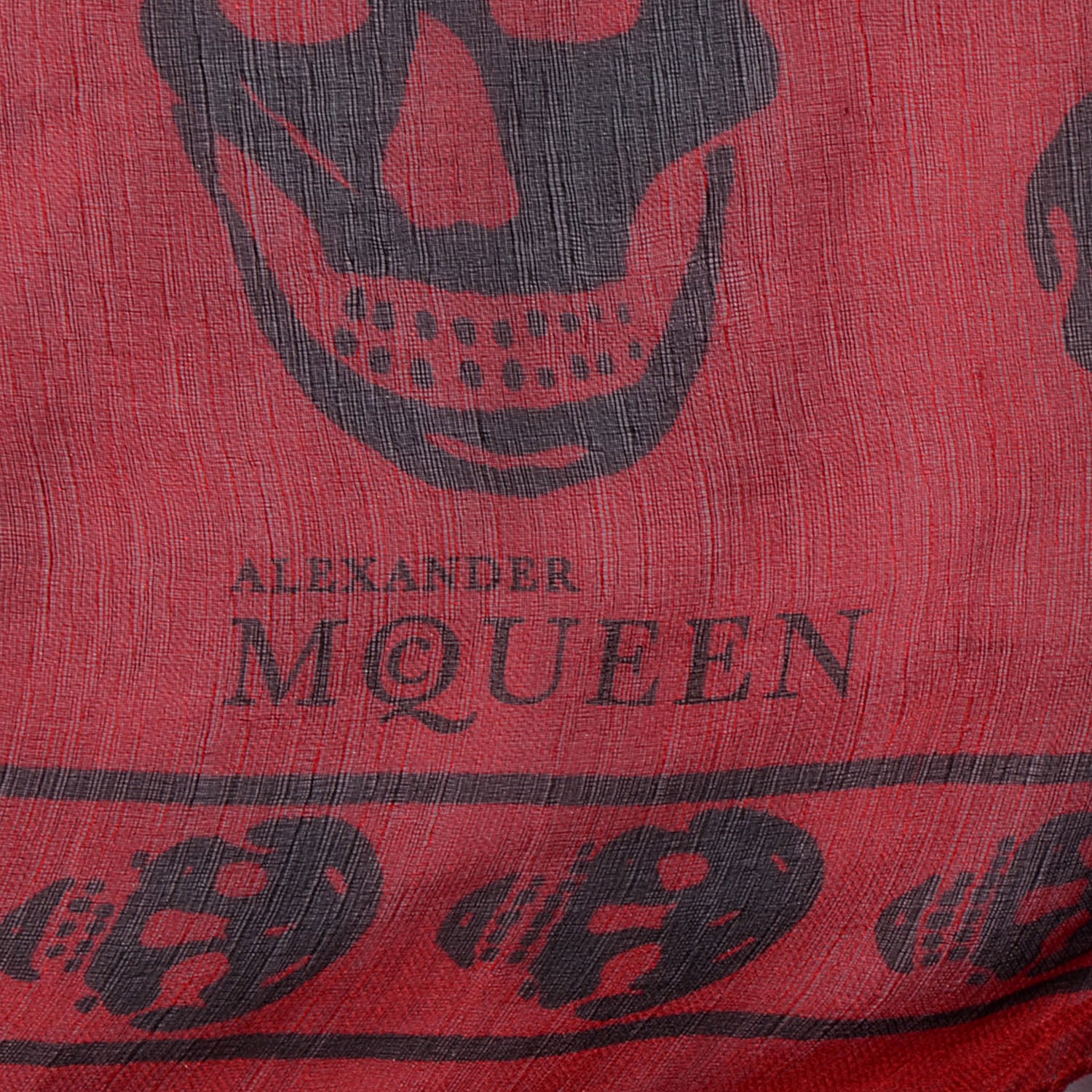 Alexander McQueen Silk Chiffon Skull Scarf Red 3 of 6