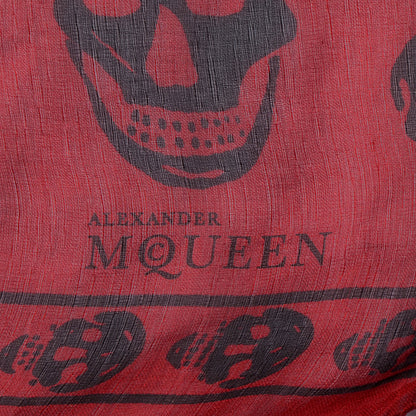 Alexander McQueen Silk Chiffon Skull Scarf Red 3 of 6