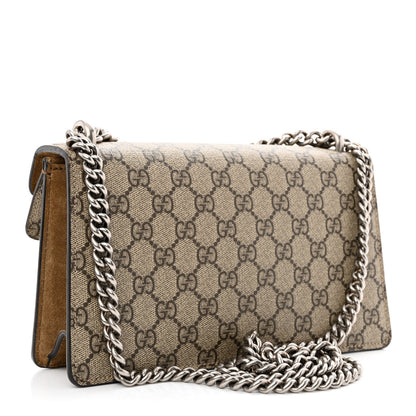 Gucci GG Supreme Monogram Suede Crystal Small Dionysus Shoulder Bag Beige Ebony Taupe 3 of 10
