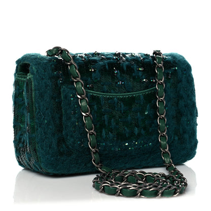 Chanel Tweed Braid Sequin Mini Flap Green 3 of 9