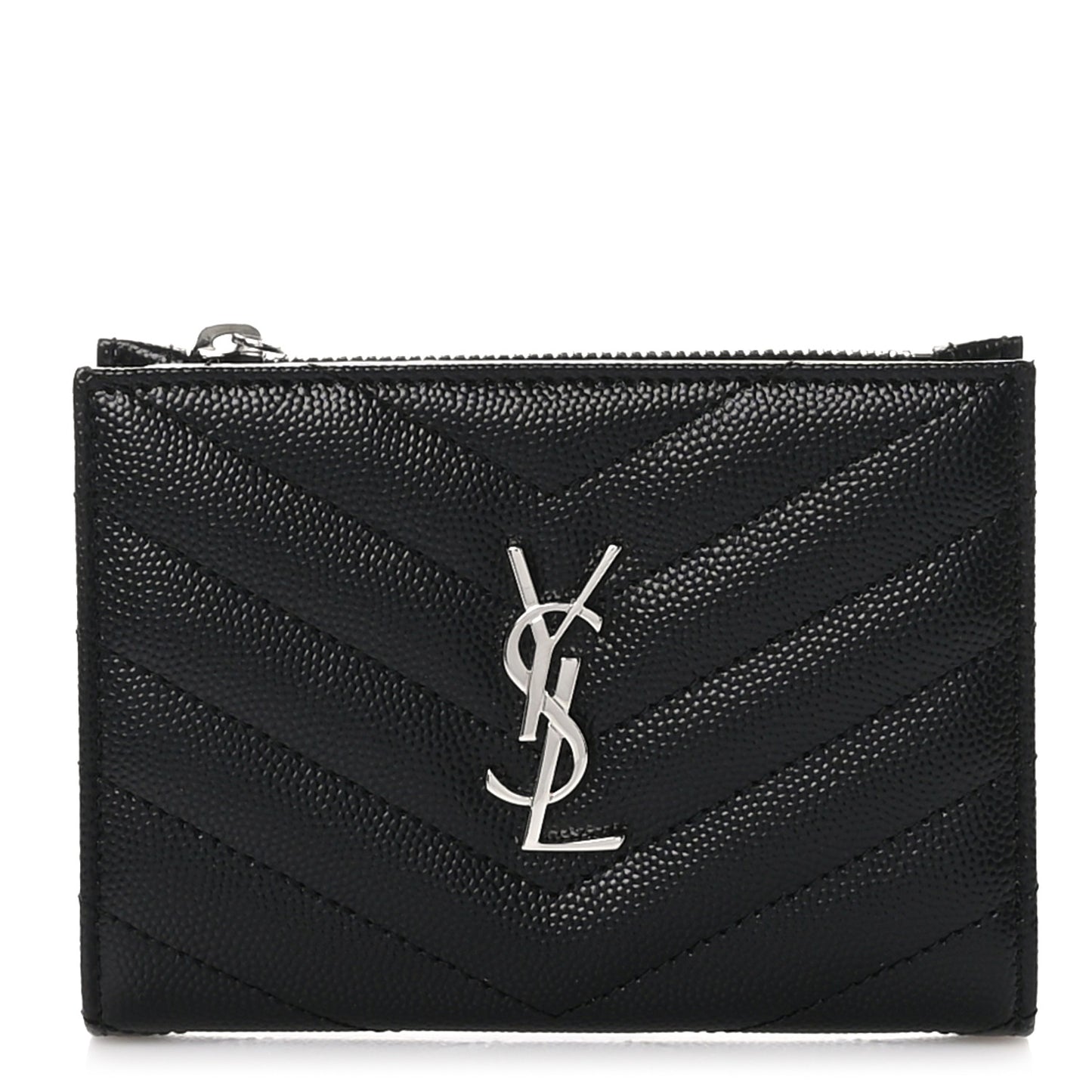 Grain De Poudre Matelasse Chevron Cassandre Fragments Zippered Bi-Fold Wallet Black