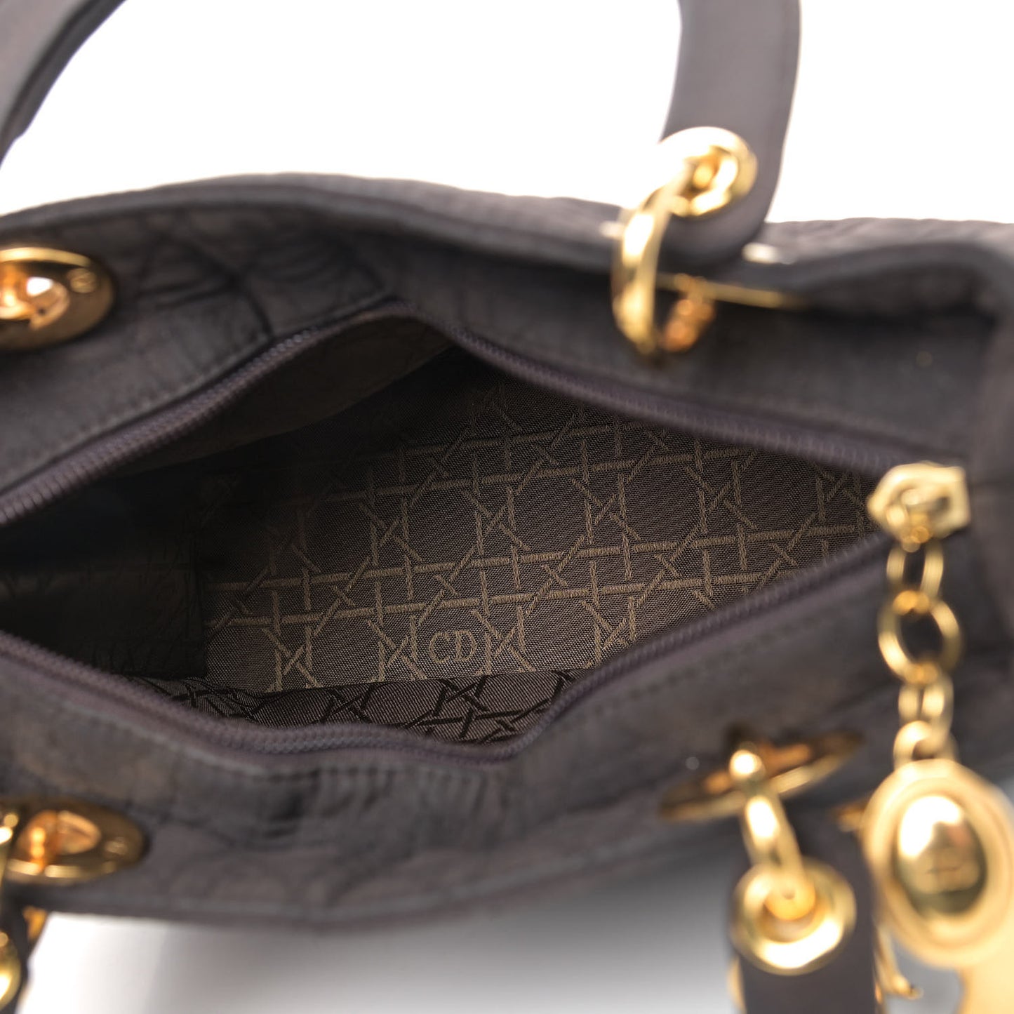 Nylon Cannage Medium Lady Dior Dark Brown