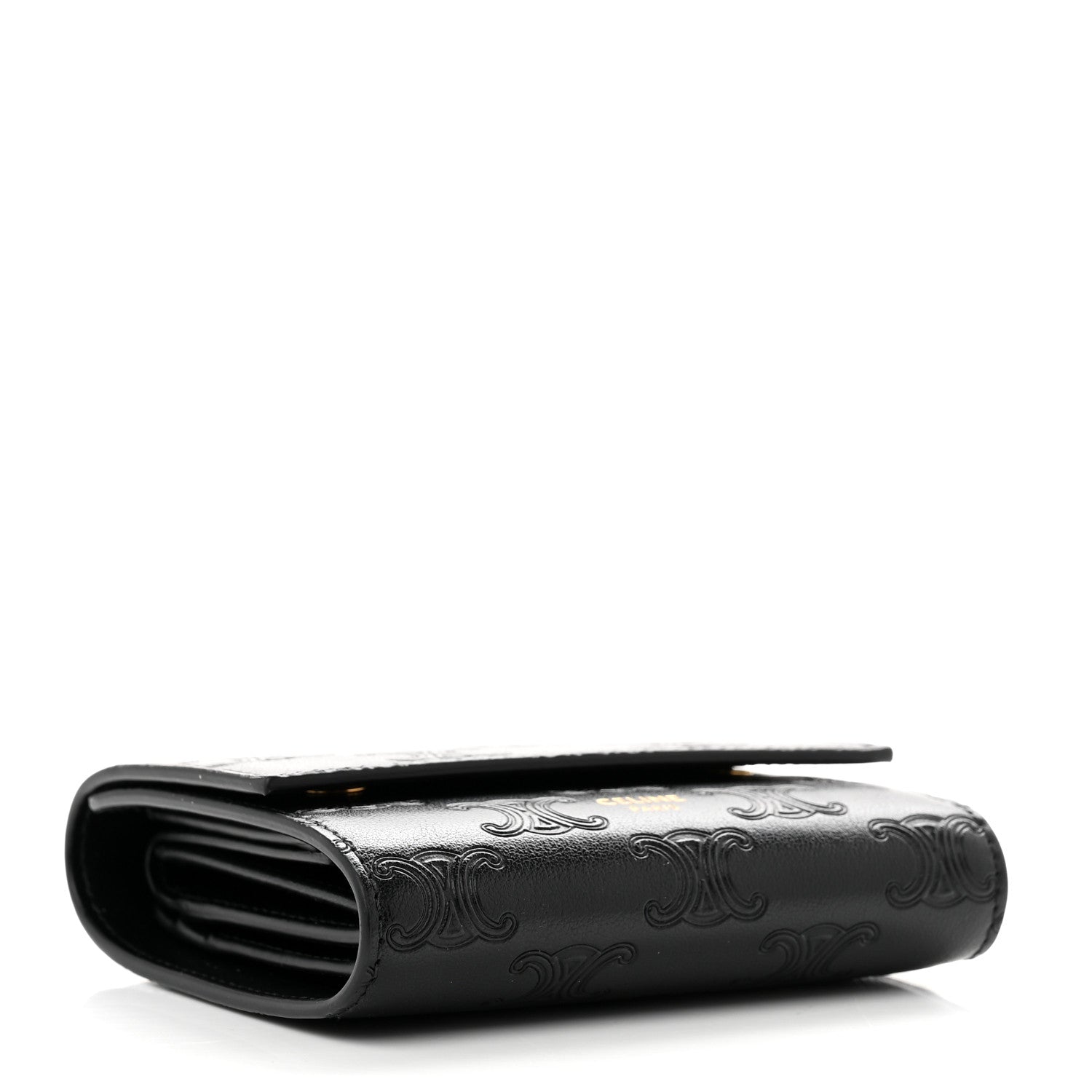 Celine Smooth Calfskin Triomphe Embossed Small Multifunction Folded Wallet Black 4 of 6
