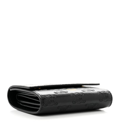Celine Smooth Calfskin Triomphe Embossed Small Multifunction Folded Wallet Black 4 of 6