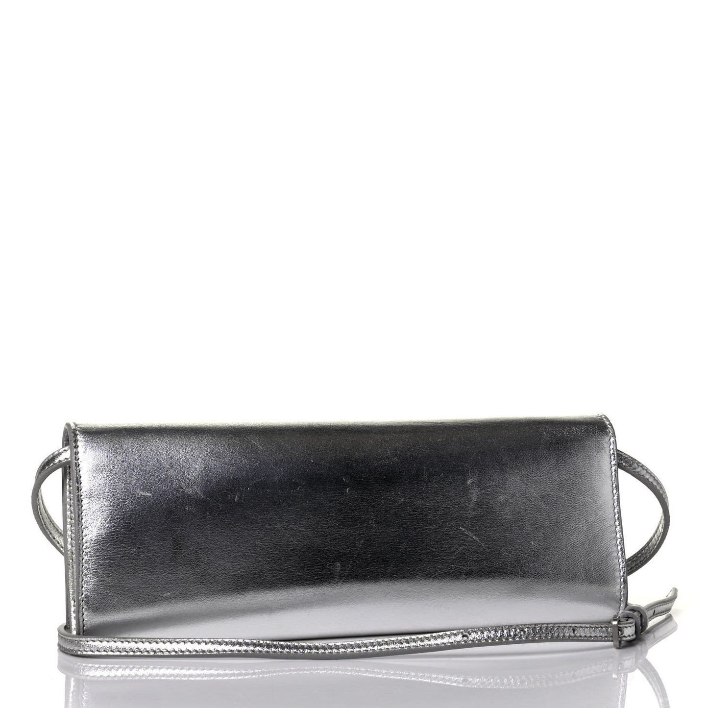 Metallic Nappa Silk Fetiche Clutch Argento