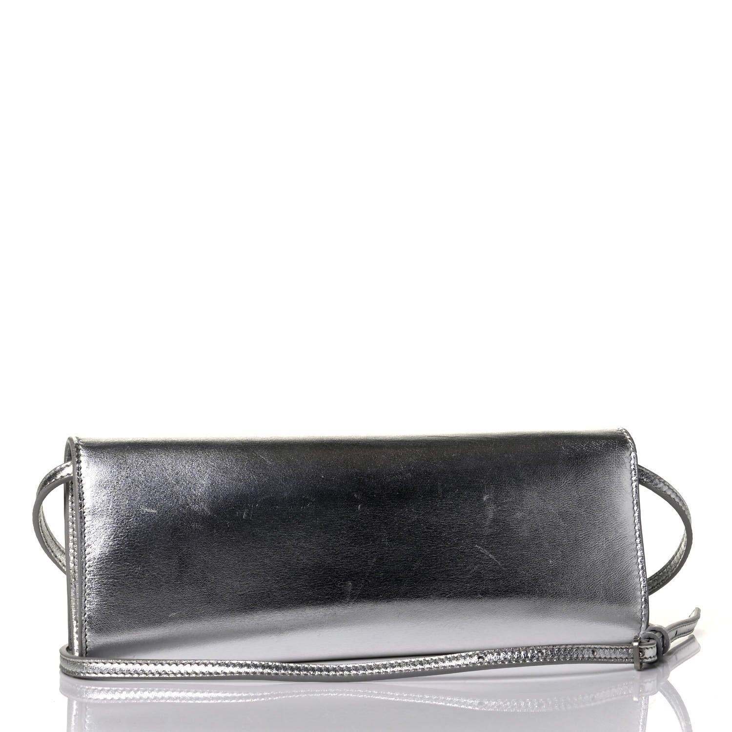 Saint Laurent Metallic Nappa Silk Fetiche Clutch Argento 2 of 7