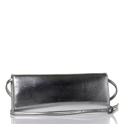 Saint Laurent Metallic Nappa Silk Fetiche Clutch Argento 2 of 7