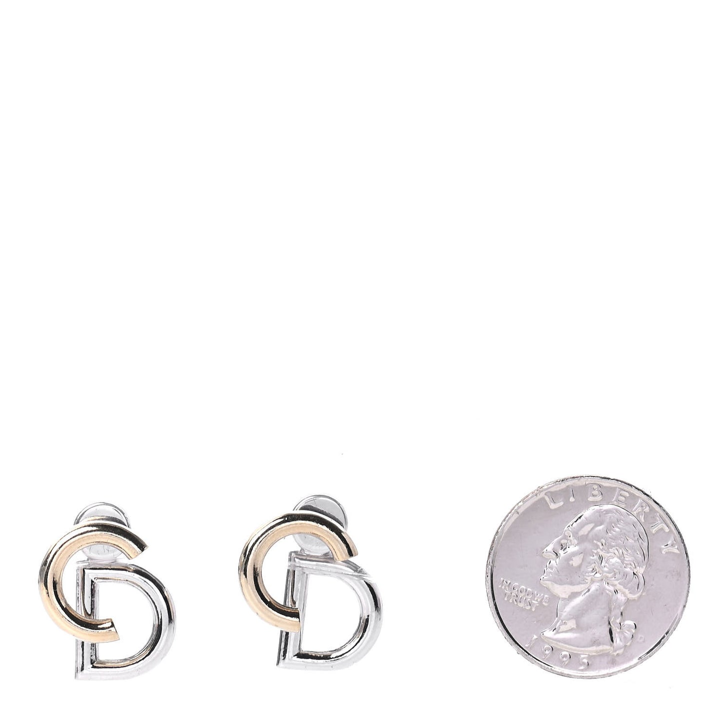 Your Dior Logo Stud Earrings Silver Gold