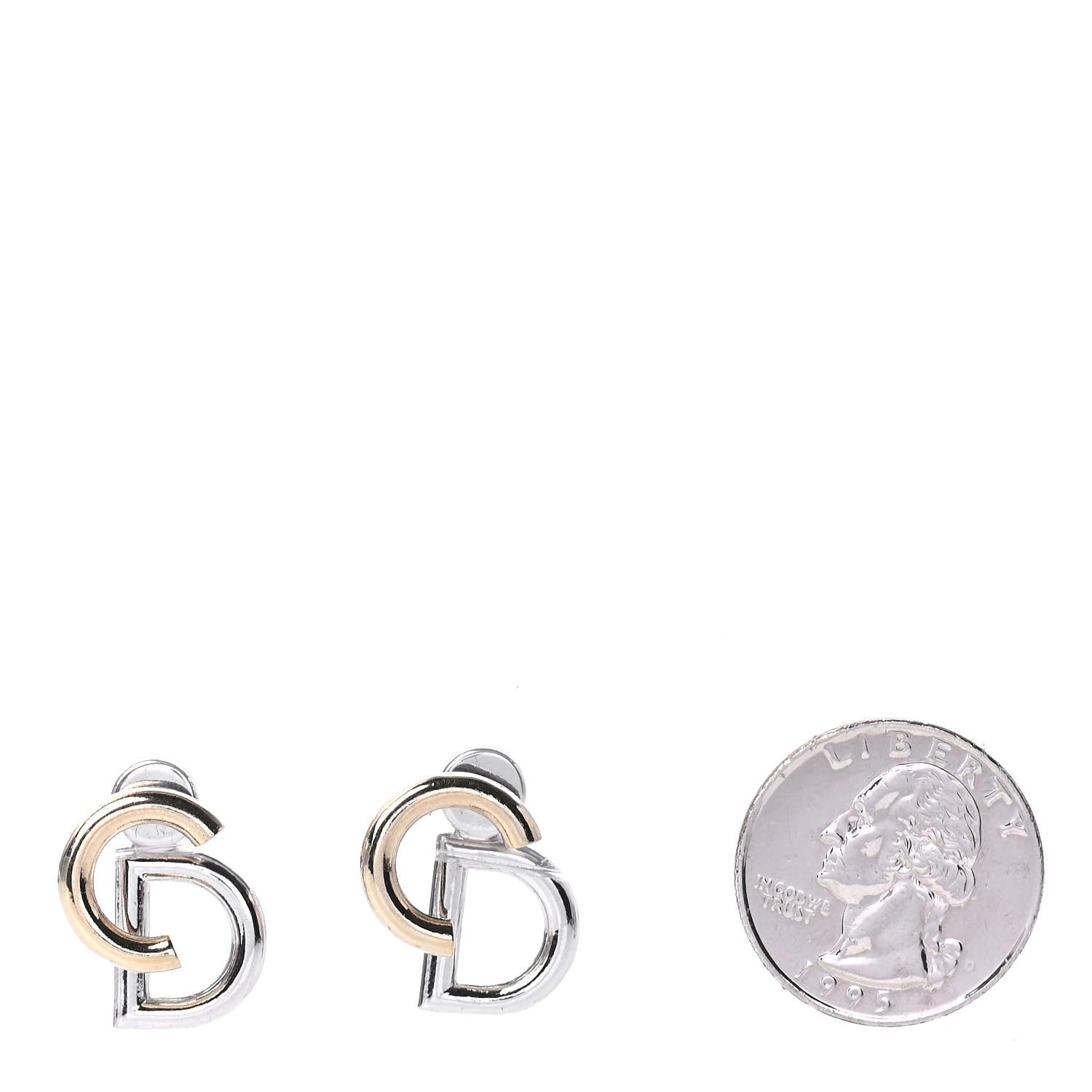 Christian Dior Your Dior Logo Stud Earrings Silver Gold 2 of 4