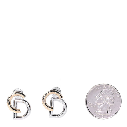Christian Dior Your Dior Logo Stud Earrings Silver Gold 2 of 4