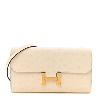 Hermes Ostrich Constance Long Wallet To Go Nata 1 of 11