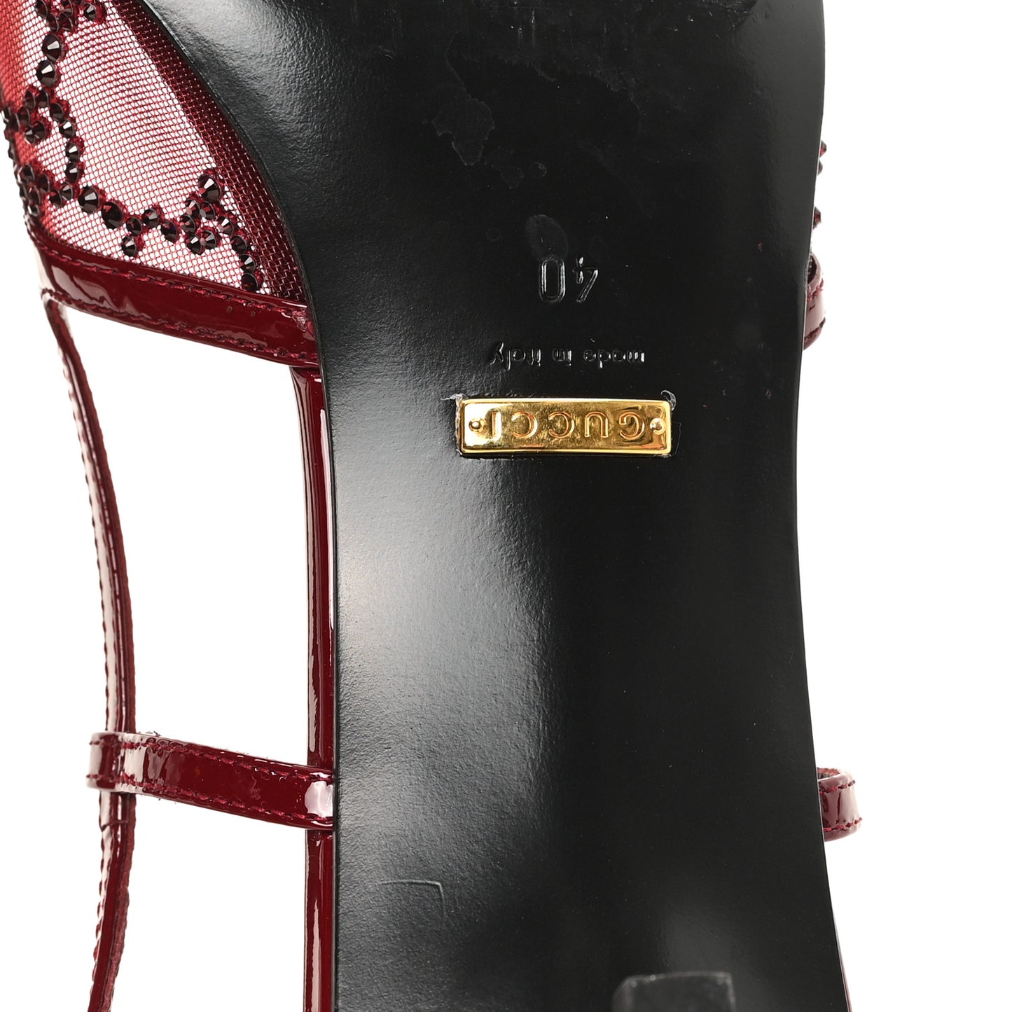 Tela Retino Kid Scamosciato Crystal GG Monogram Square G 35mm Slingback Pumps 40 Rosso Ancora