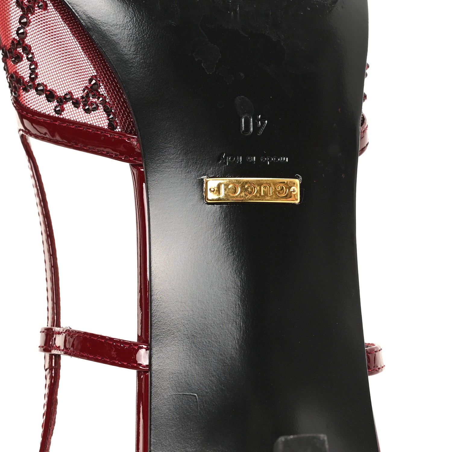 Gucci Tela Retino Kid Scamosciato Crystal GG Monogram Square G 35mm Slingback Pumps 40 Rosso Ancora 7 of 8