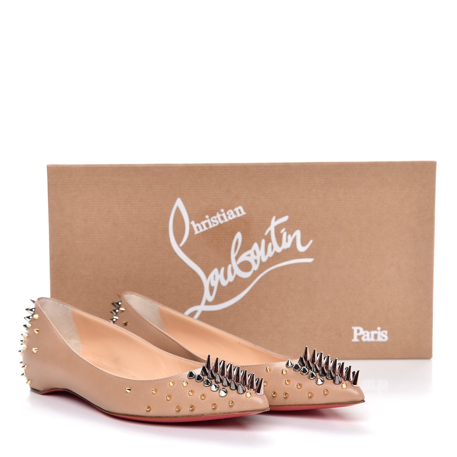 Christian Louboutin Nappa Goldoflat Spikes Flats 35.5 Nude 8 of 8