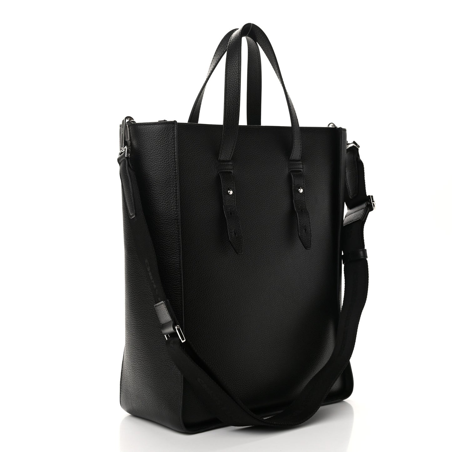 Grained Calfskin Saddle Tote Black