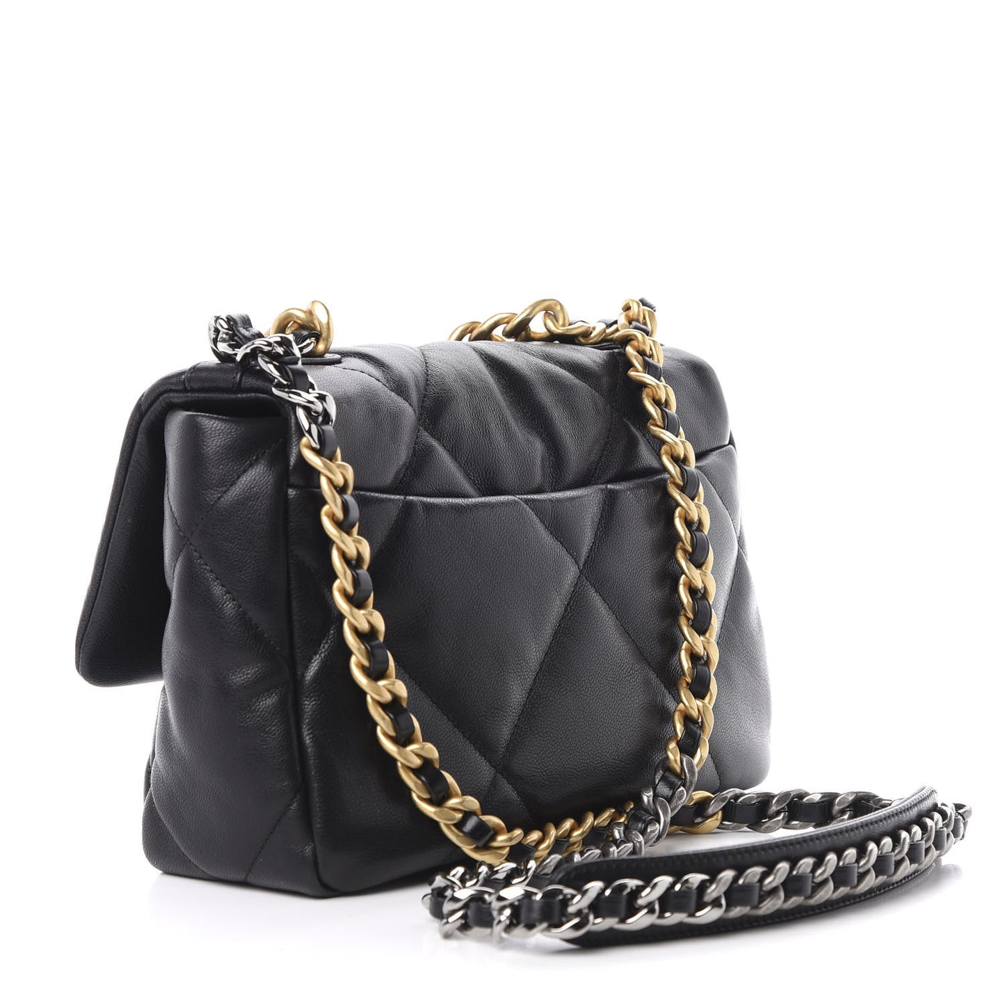 Goatskin Quilted Medium 19 Flap Black