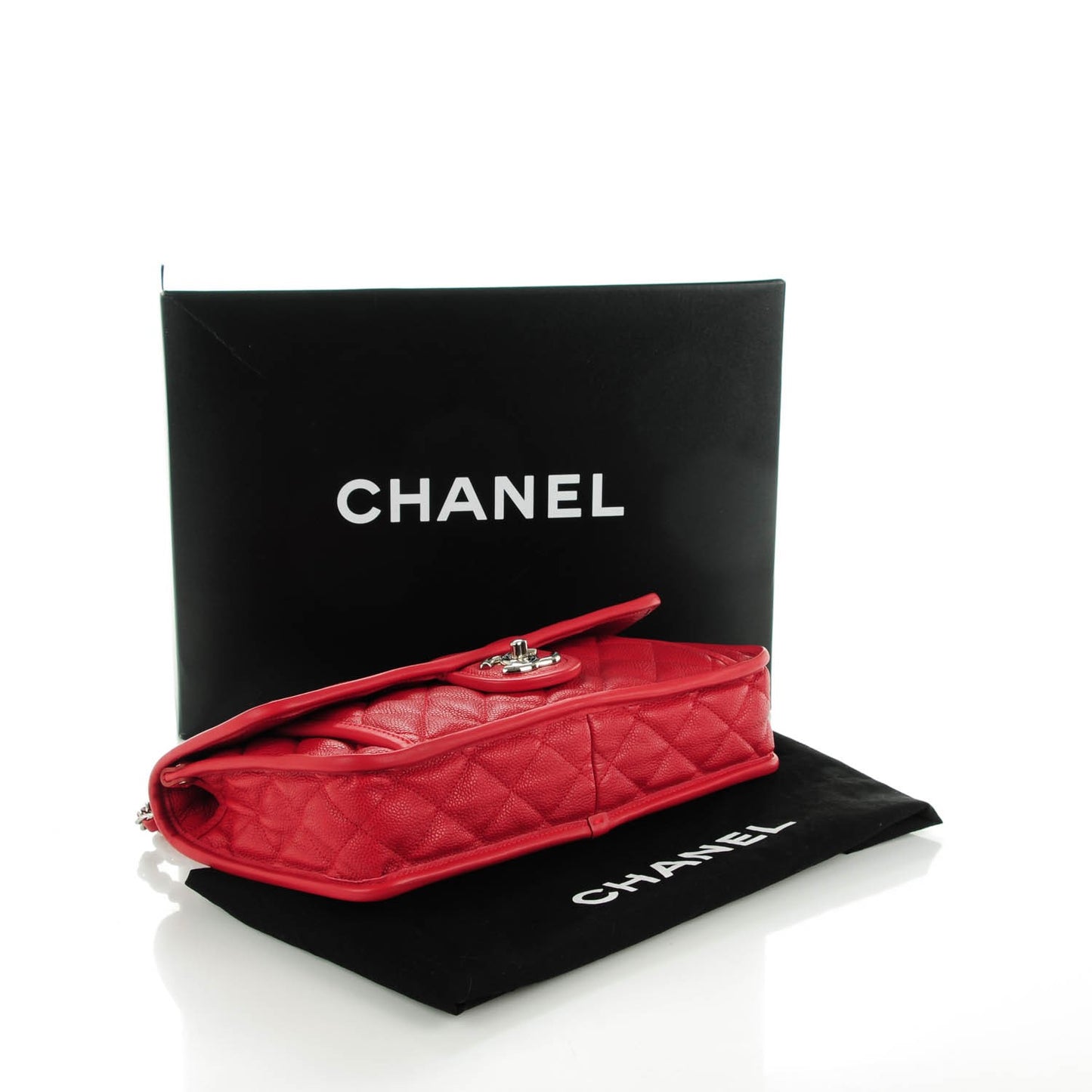 Caviar Quilted Medium French Riviera Flap Red