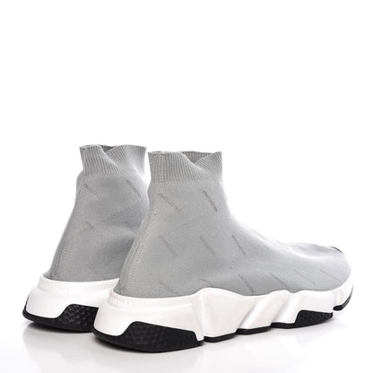Balenciaga Neoprene Knit Allover Logo Mens Speed Sneakers 43 Grey 4 of 8