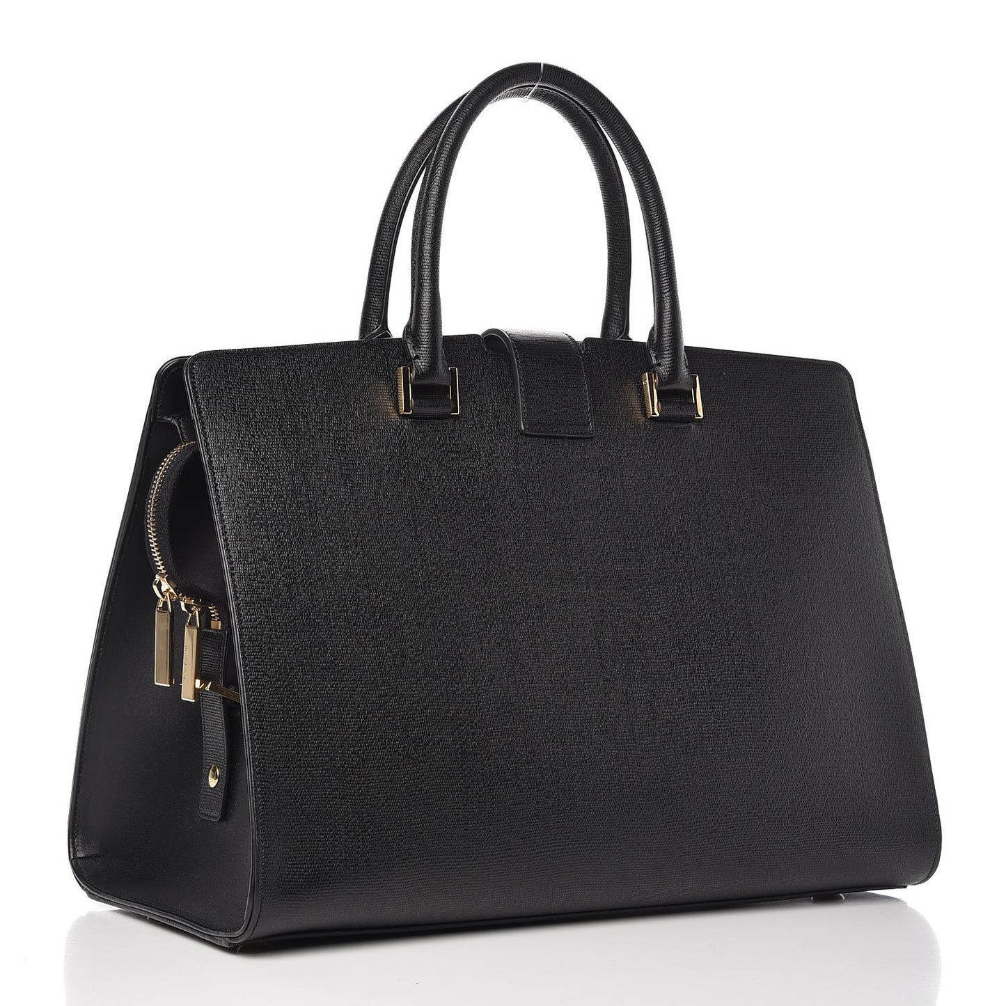 Textured Calfskin Medium Classic Y Cabas Black