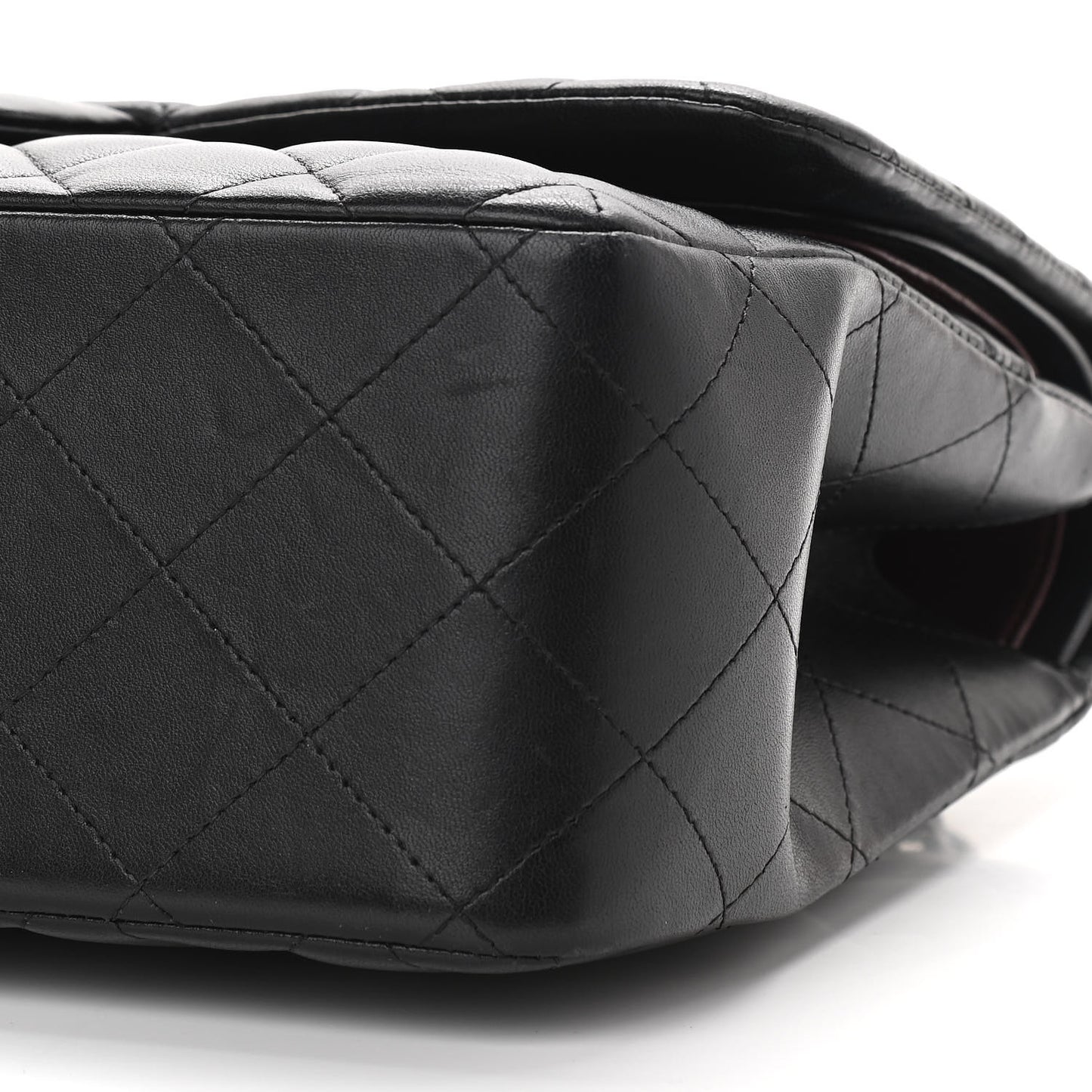 Lambskin Quilted Jumbo Double Flap Black