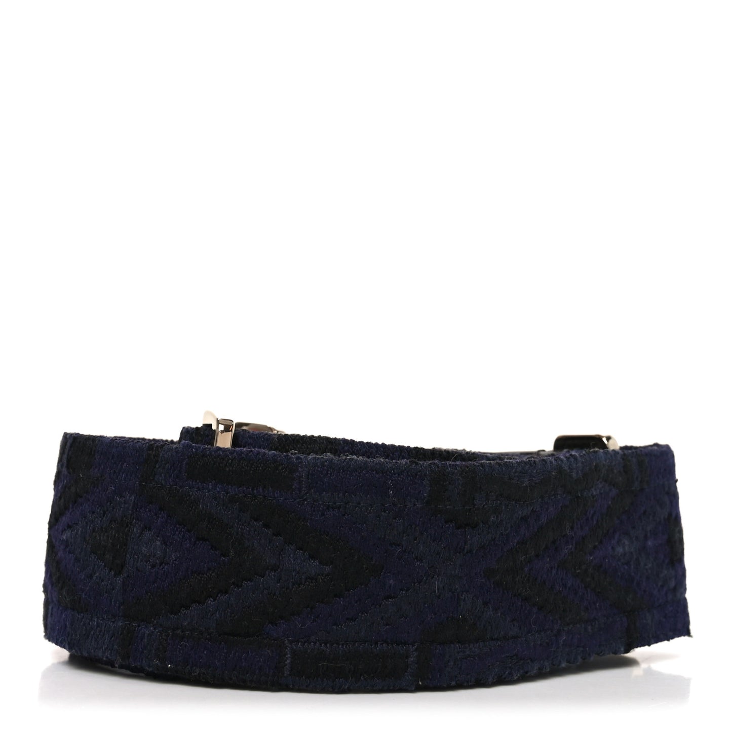 Canvas Geometric Embroidered Rockstud Guitar Strap Black Blue