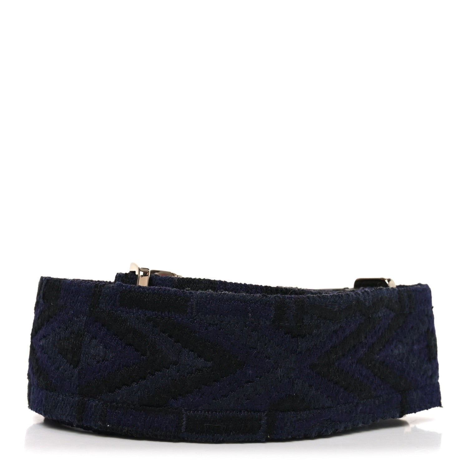 Valentino Garavani Canvas Geometric Embroidered Rockstud Guitar Strap Black Blue 2 of 4