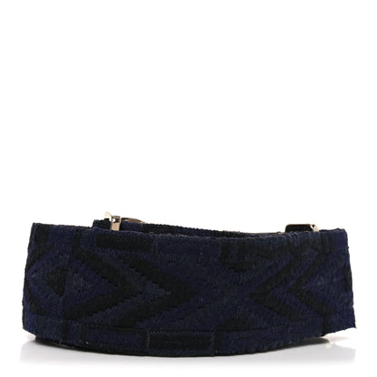 Valentino Garavani Canvas Geometric Embroidered Rockstud Guitar Strap Black Blue 2 of 4