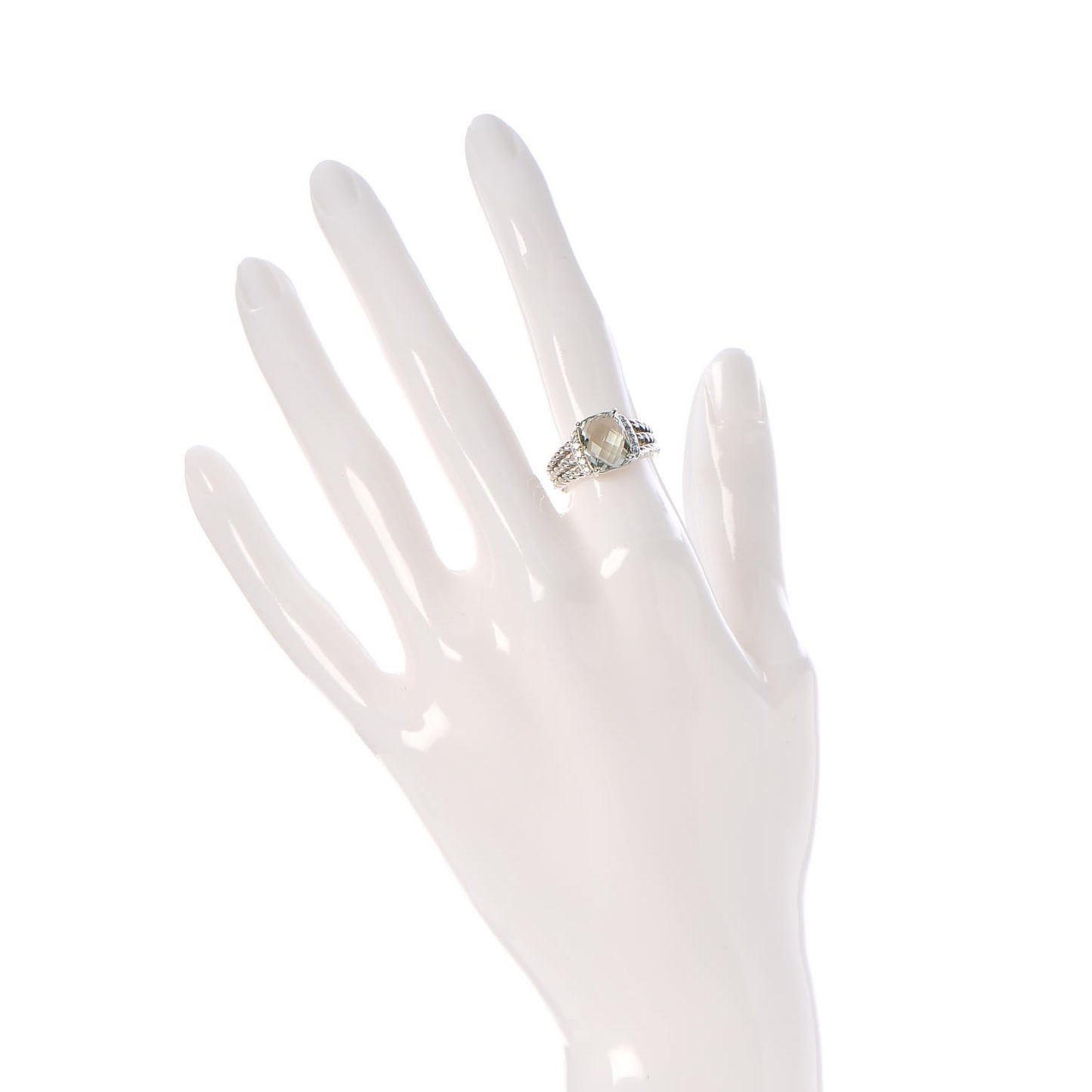 Sterling Silver Diamond Prasiolite 10mm Petite Wheaton Ring 52 6