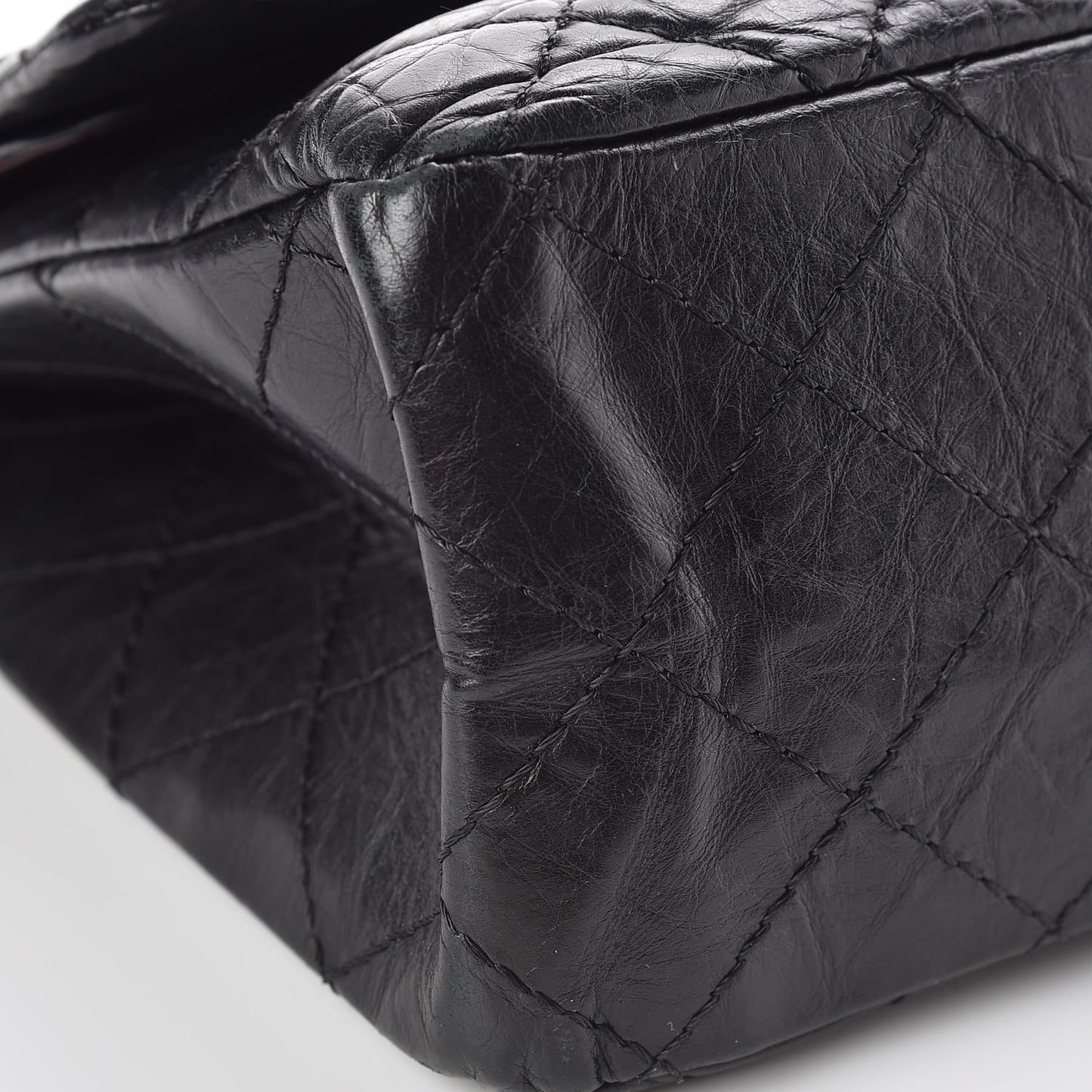Aged Calfskin Quilted 2.55 Reissue 227 Flap Black