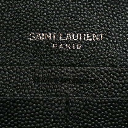 Saint Laurent Grain De Poudre Matelasse Chevron Monogram Monochrome Chain Wallet Black 6 of 10