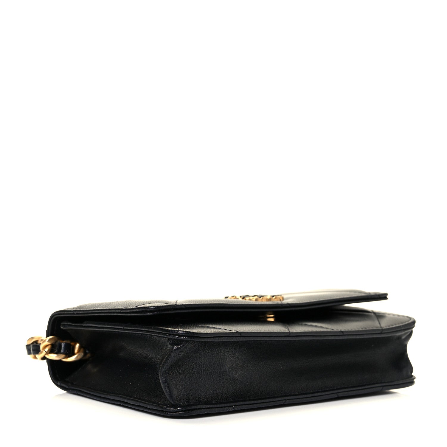 Chanel Shiny Goatskin Quilted Chanel 19 Wallet On Chain WOC Black 3 of 8