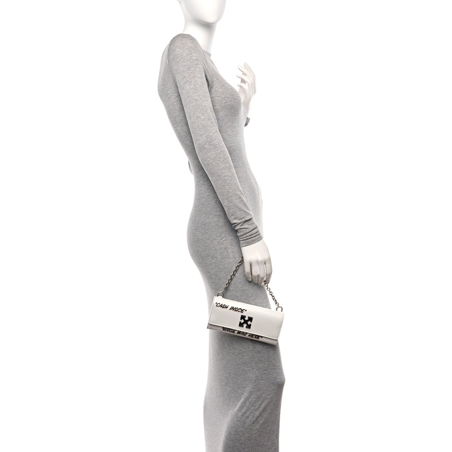 Calfskin Jitney Logo Flap Wallet On Chain White