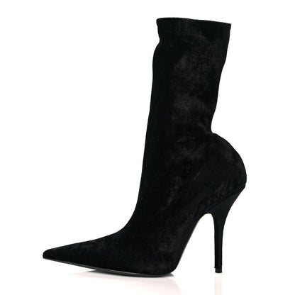 Balenciaga Velvet Spandex Extreme Pointed Toe Knife Ankle Boots 38 Black 1 of 8