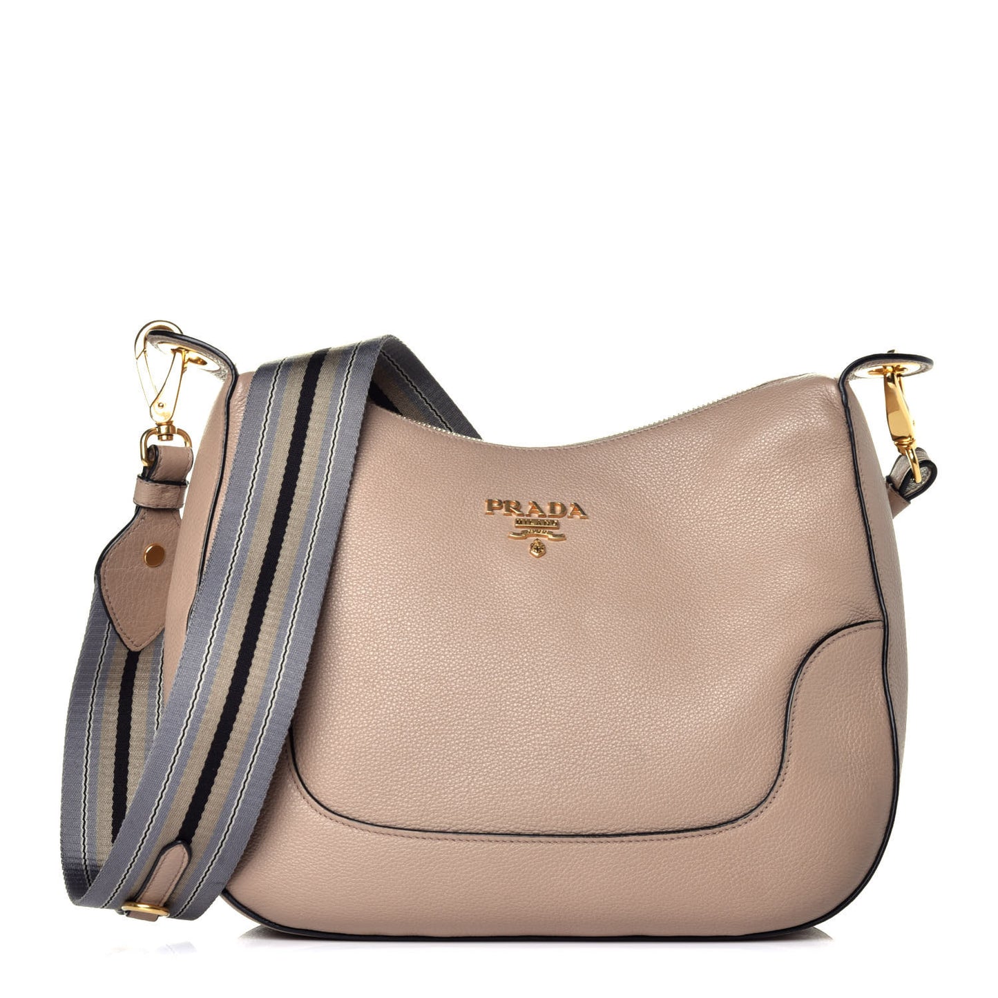 Vitello Daino Zippered Hobo Messenger Cammeo