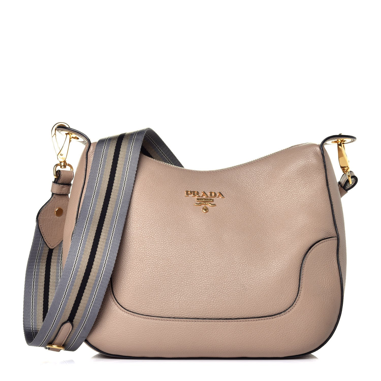 Prada Vitello Daino Zippered Hobo Messenger Cammeo 1 of 8