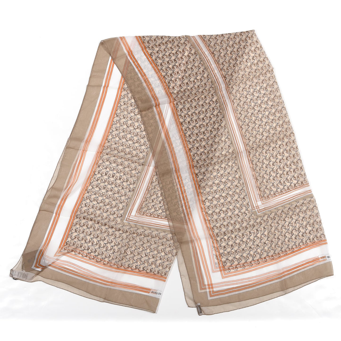 Silk Chiffon Unicorn Print Oblong Scarf Archive Beige