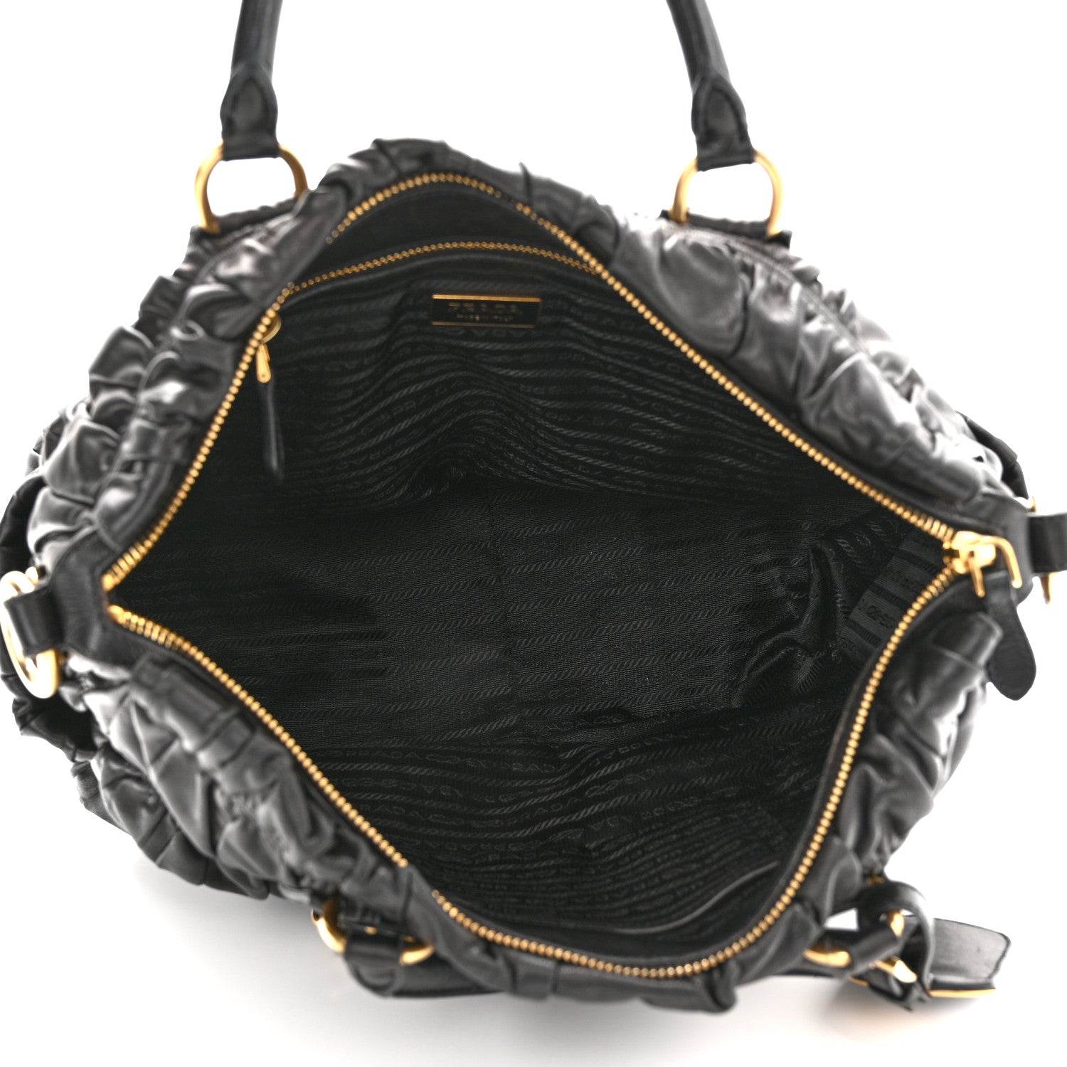 Prada Nappa Gaufre Buckle Shoulder Bag Black 5 of 15