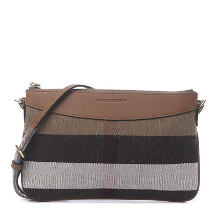 Burberry Mega Check Peyton Crossbody Clutch Bag Tan 1 of 11