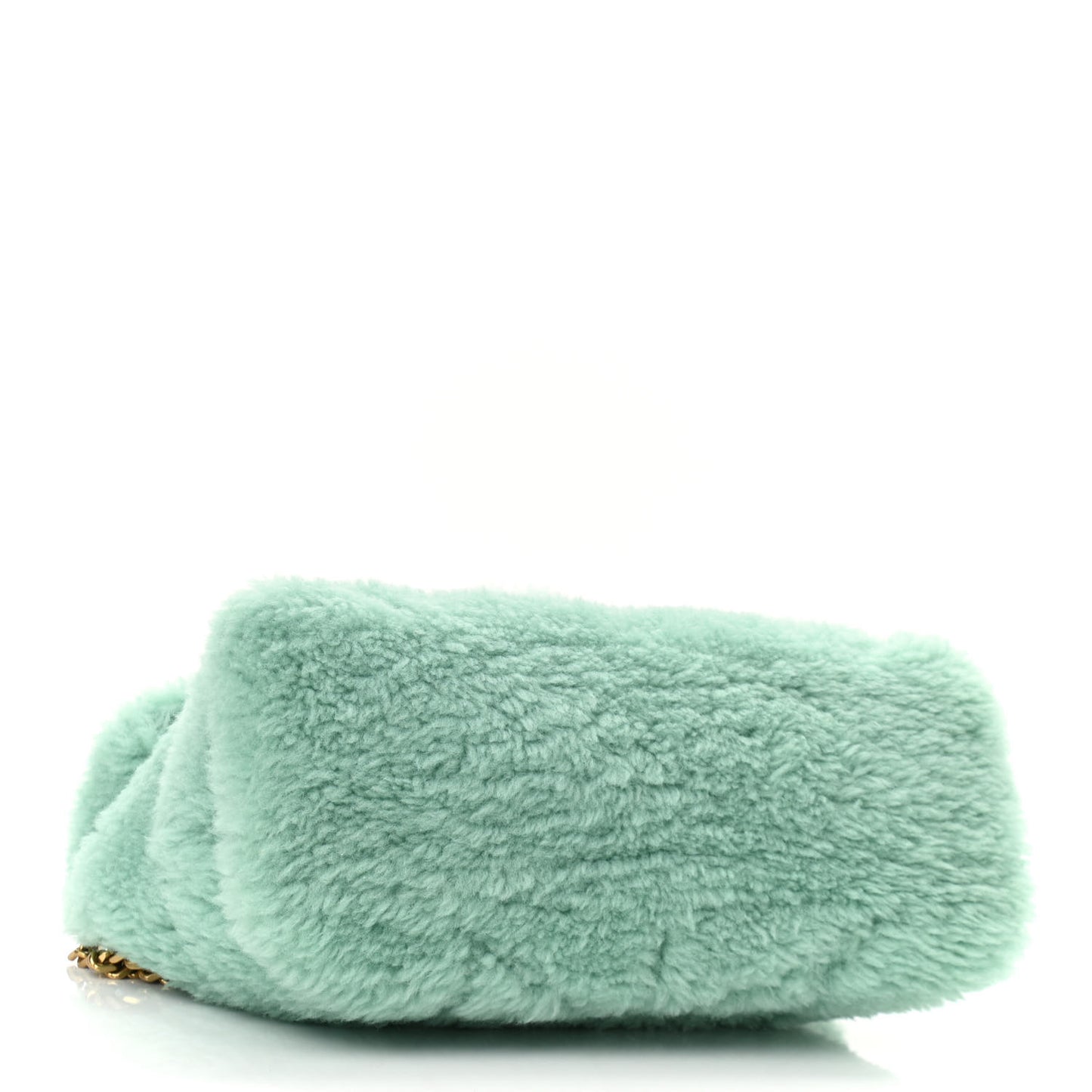 Merino Shearling Lambskin Quilted Small Loulou Puffer Monogram Chain Satchel Iced Mint