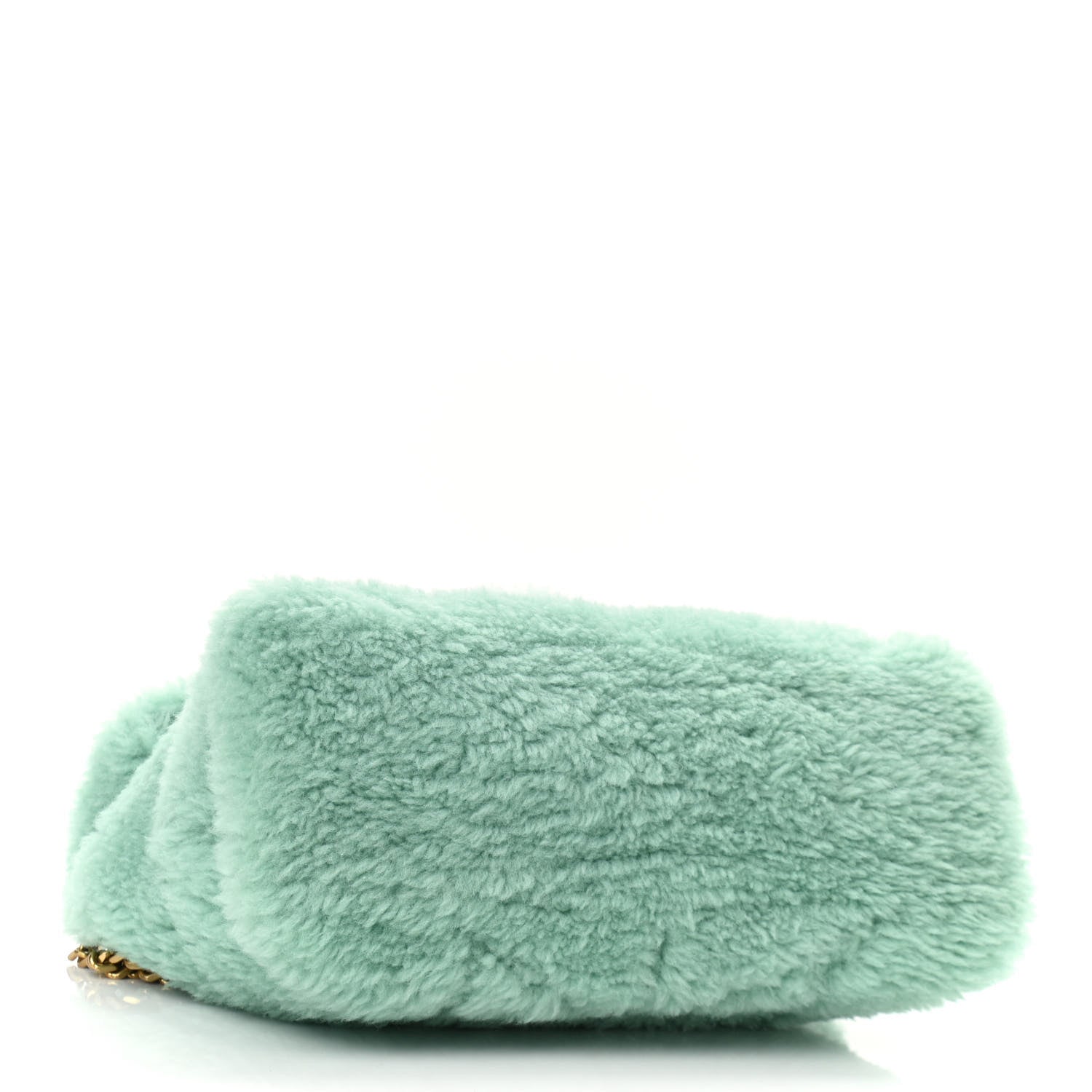 Saint Laurent Merino Shearling Lambskin Quilted Small Loulou Puffer Monogram Chain Satchel Iced Mint 4 of 9