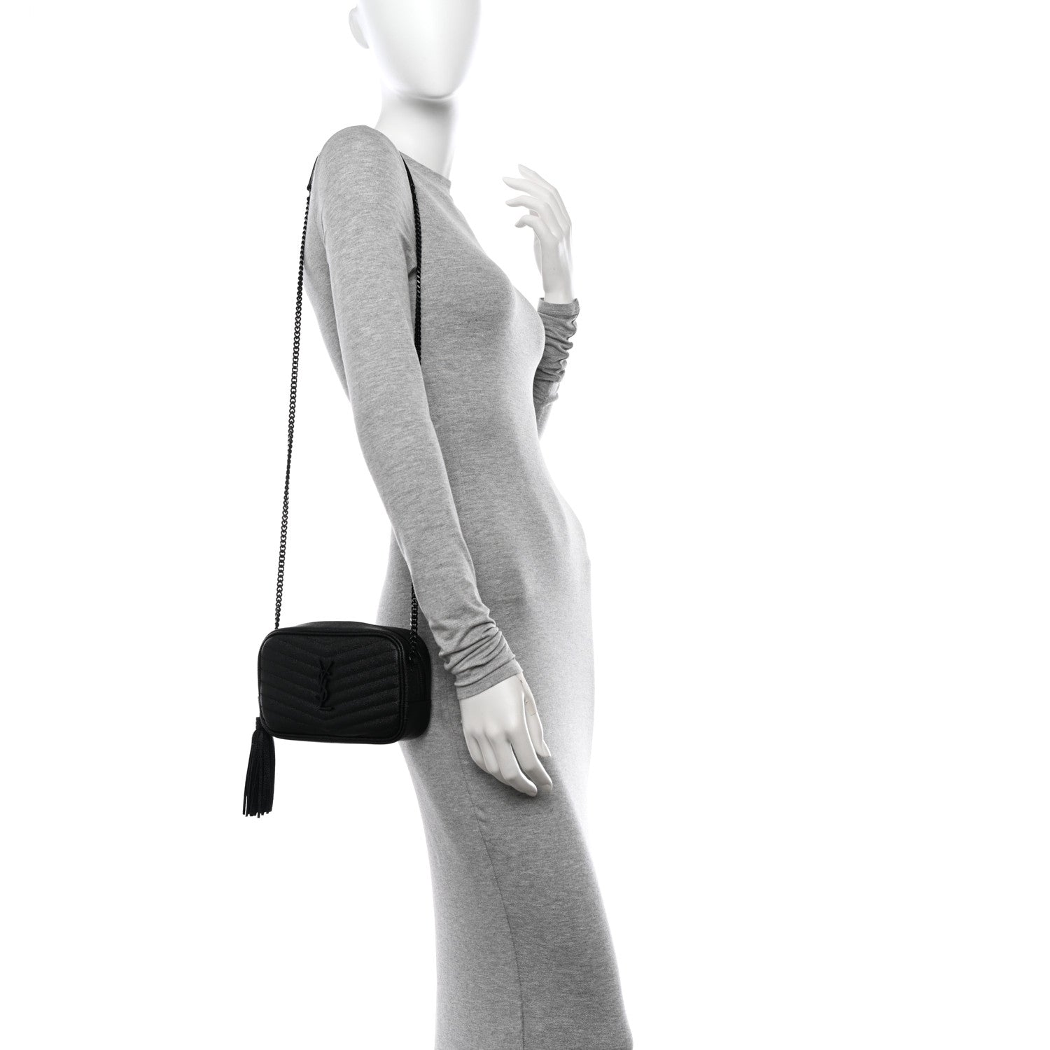 Saint Laurent Grain De Poudre Matelasse Monochrome Monogram Mini Lou Camera Bag Black 2 of 13