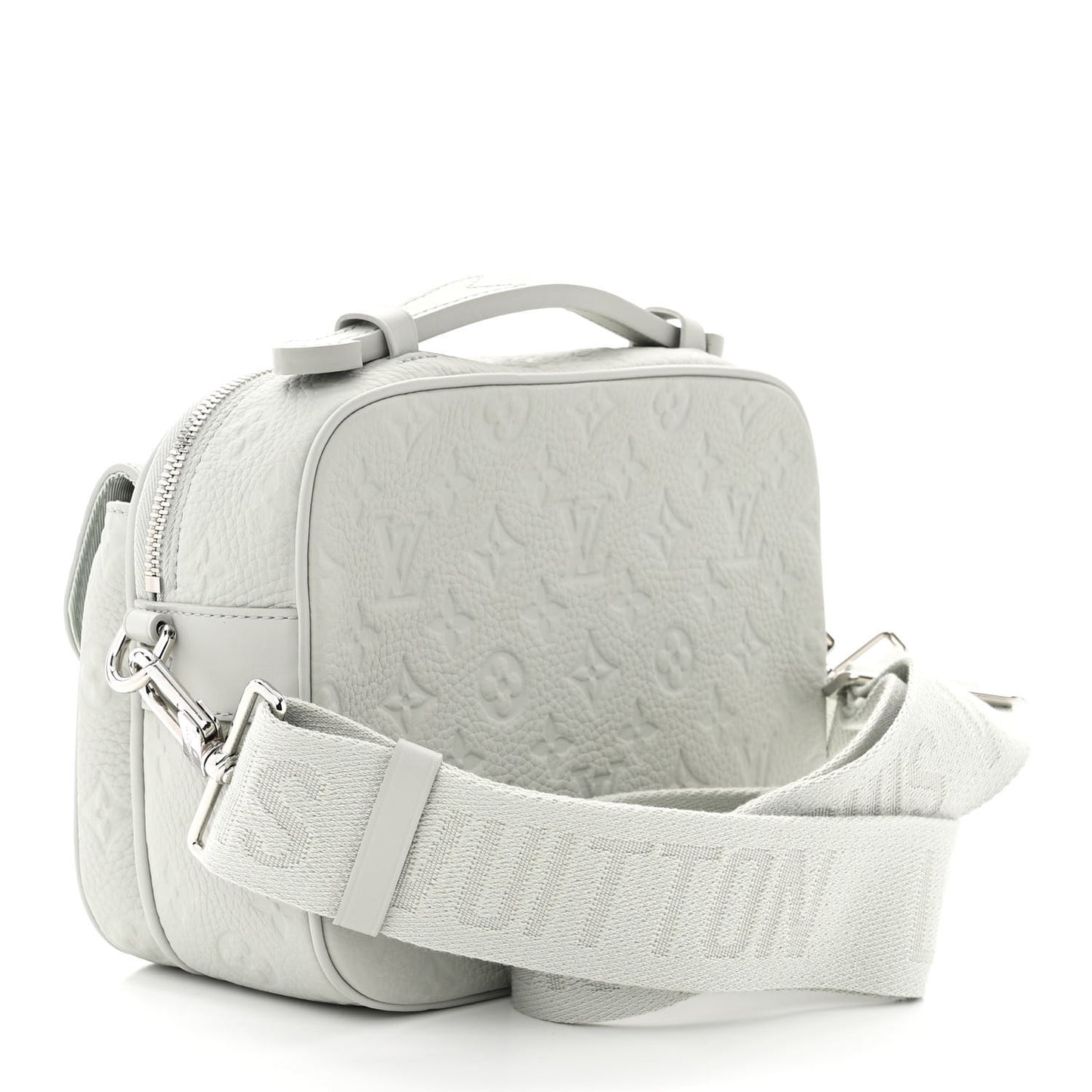 Taurillon Monogram S Lock Messenger Mineral Gray